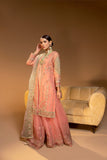 D005-f024: "Coral Slit Gown: Graceful Embroidery
