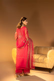 D006-f024: Shocking Pink Embroidered Long shirt paired with cuelot