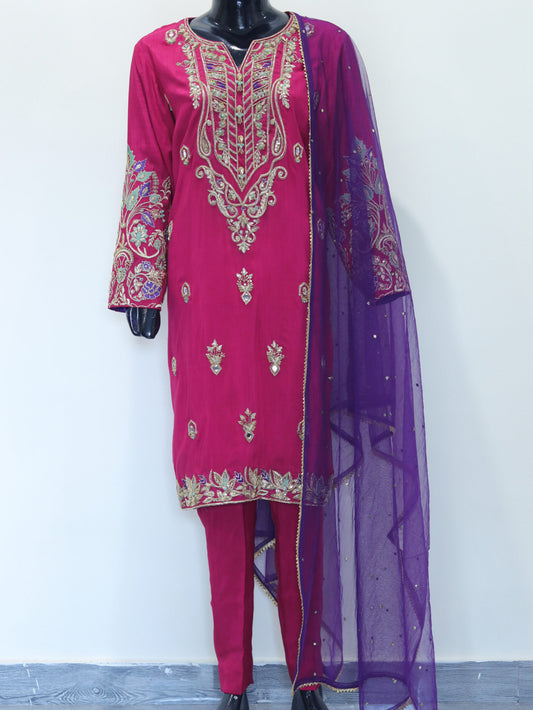 Singhar 3pcs Shocking Pink Dress From Clotherer By Anam